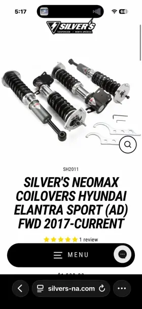 Sh2011 Silvers Silver S Neomax Coilovers Hyundai Elantra Ad 2017-2025 New In Box