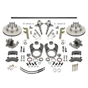 2-cros-chr Speedway Motors 9133902-4 1/2-cros-chr Ford And I-beam Axle Complete Hotrod Disc Brake Kit With Spindles Calipers