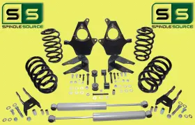 Spindle-source 294126050140 3-5 Inch Drop Spndl Fr/rr Coils Rr Bracket Extenders Shocks For 07-14 Chevy Gmc Suv