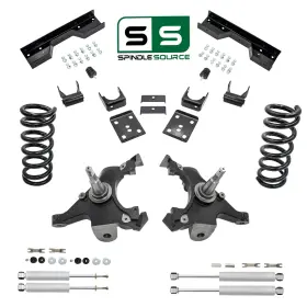 Spindle-source Dk-sp8891-3-5-v8-sh-n 3/5 Drop Kit Shocks C-notch For 88-91 Chevy Gmc C1500 Std Cab 2wd V8