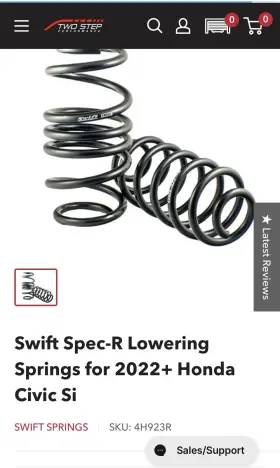4h923r Swift Spec-r Lowering Springs For 2022 Honda Civic Si Sku