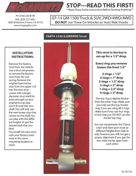 Mcg33073 Switch Suspension Escalade 07-14 Lowering Kit 3 Inch Front Spindles Strut 5 Rear Drop Coils Shocks #3