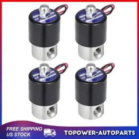 Tr843253s01 Topower 4 Solid 1/4 Inch Npt Electric Solenoid Air Ride Suspension Valve Stainless Steel 12v