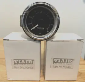 90082 Viair 2 Dual Needle 160 Psi Black Face Gauges Air Suspension Bags Airride