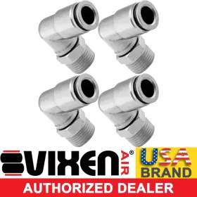 Vxa2323-4 Vixen Air 3/8 Inch Npt Male To Push Connect Ptc Od Hose Swivel Elbow Fitting 4pk Vxa2323