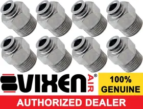 Vxa7381-8 Vixen Air 3/8 Inch Npt Male X 1/4 Od Tube Push To Connect/ptc Straight Fitting 8 Pack