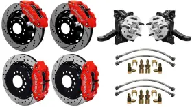 140-15304-dr Wilwood Engineering Disc Brake Kit And Drop Spindles 71-87 Chevy C10 Gmc C15 14/13 Inch Drill Red
