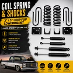 Coil Spring & Shock Lowering Kit 3"/5" Drop For 1973-1987 Chevy C10 C15. Fixed Price $299.99.
