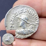 Authentic Indo-greeks, Menander (155-130 Bc), Silver Drachma, Coin From Asia. Fixed Price $150.00.