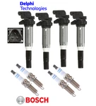 Oem Ignition Coil Delphi & Spark Plug Double Platinum Bosch (4SETS) For Bmw 2.0L. Fixed Price $184.52.