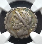 (c. 106 Bc) Roman Republic - Denarius Of L. Cornelius Scipio Asiaticus, Ngc Chf.. Fixed Price $474.95.