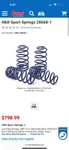 H&r 28668-1 Lowering Sport Front Rear Springs Kit For 19-23 Mercedes G550 W463A. Fixed Price $420.00.