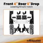 Front 4" Rear 6" Drop Kit For Chevrolet Gmc C1500 1988-98 W/1.25" Rotors V8. Fixed Price $346.25.
