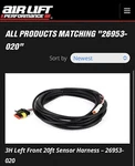 Airlift Performance #26953-020 3H Lf Height Sensor Harness New Replacement. Fixed Price $85.00.