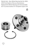 Rear Wheel Bearing Hub Assembly Kit. By Detroit Axle. Fixed Price $40.00.