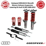 Godspeed Monors Coilovers Suspension Lowering Kit Front & Rear For 08-12 Audi S3. Fixed Price $795.00.